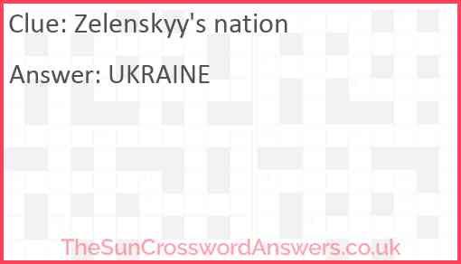 Zelenskyy's nation Answer