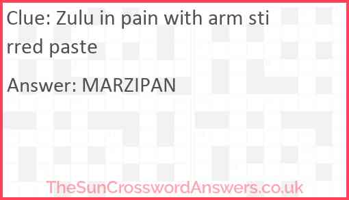 Zulu in pain with arm stirred paste Answer